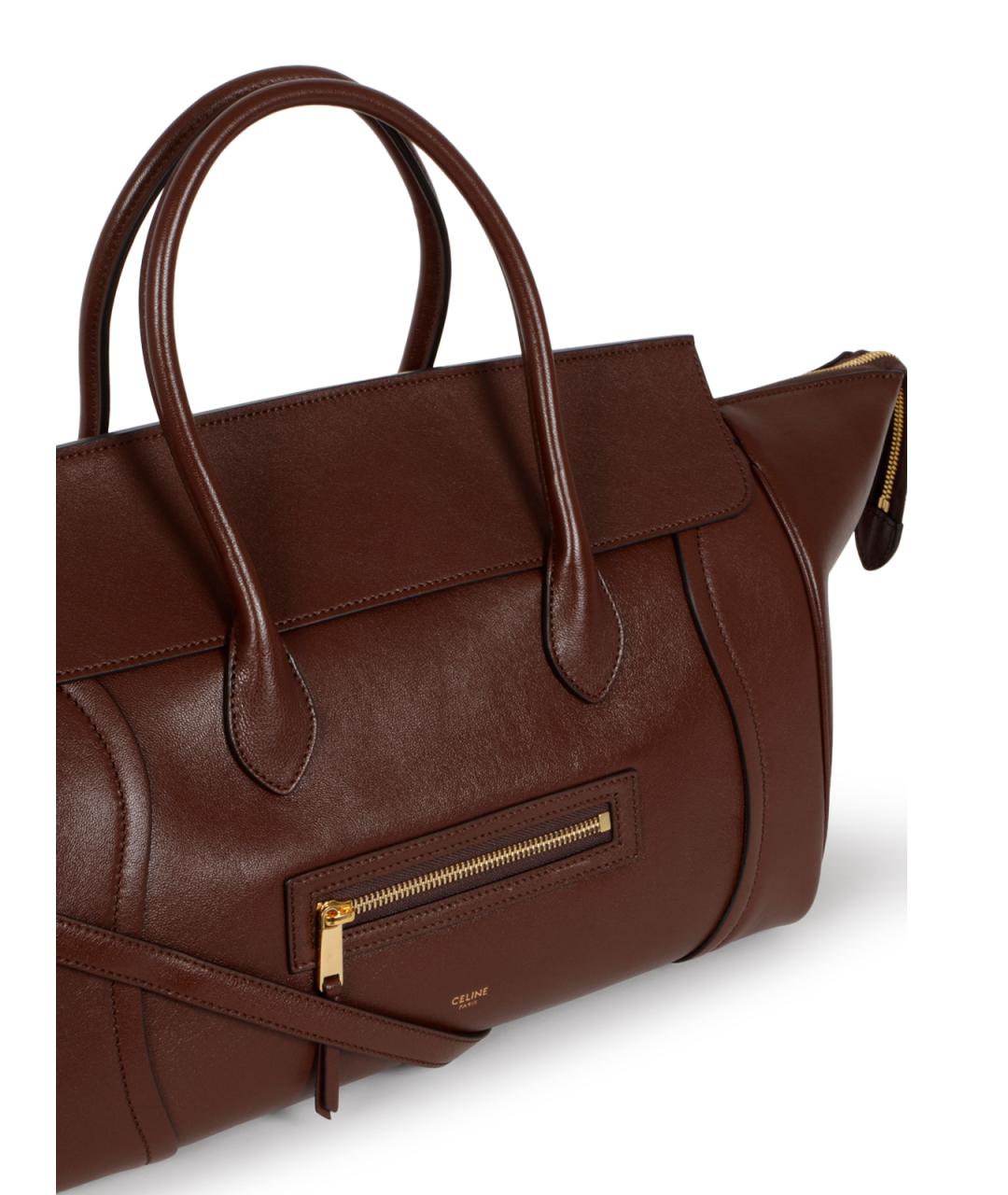 CELINE Коричневая кожаная сумка тоут, фото 4