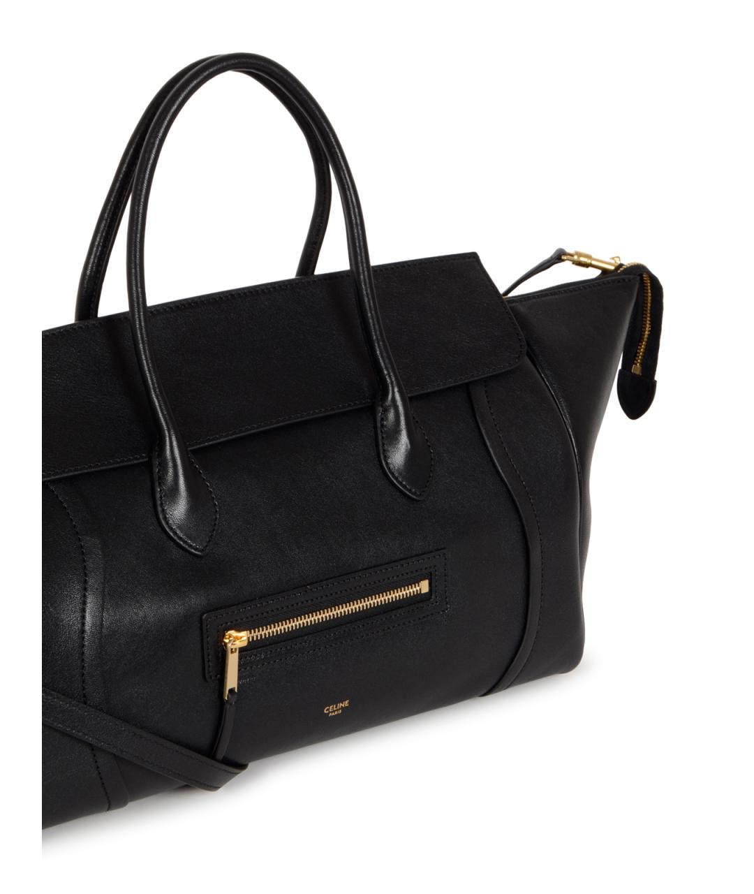 CELINE Черная кожаная сумка тоут, фото 4