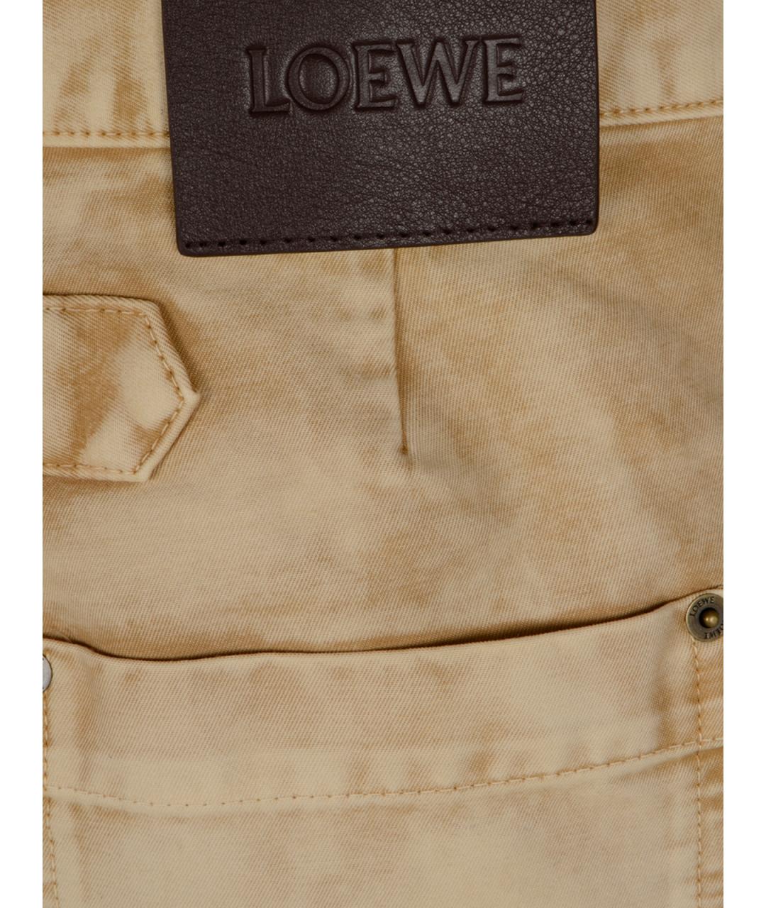 LOEWE Бежевые хлопковые повседневные брюки, фото 3