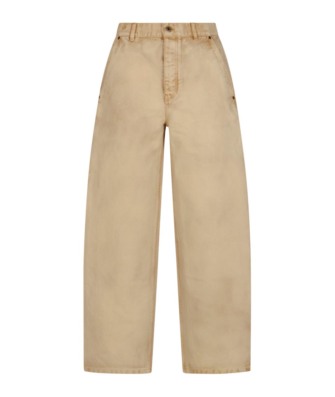 LOEWE Бежевые хлопковые повседневные брюки, фото 1