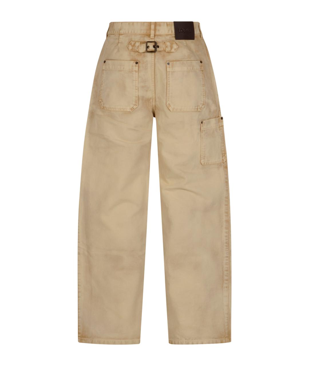 LOEWE Бежевые хлопковые повседневные брюки, фото 2