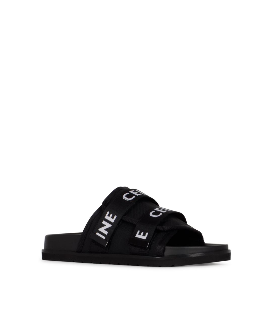 CELINE Черные текстильные шлепанцы, фото 2