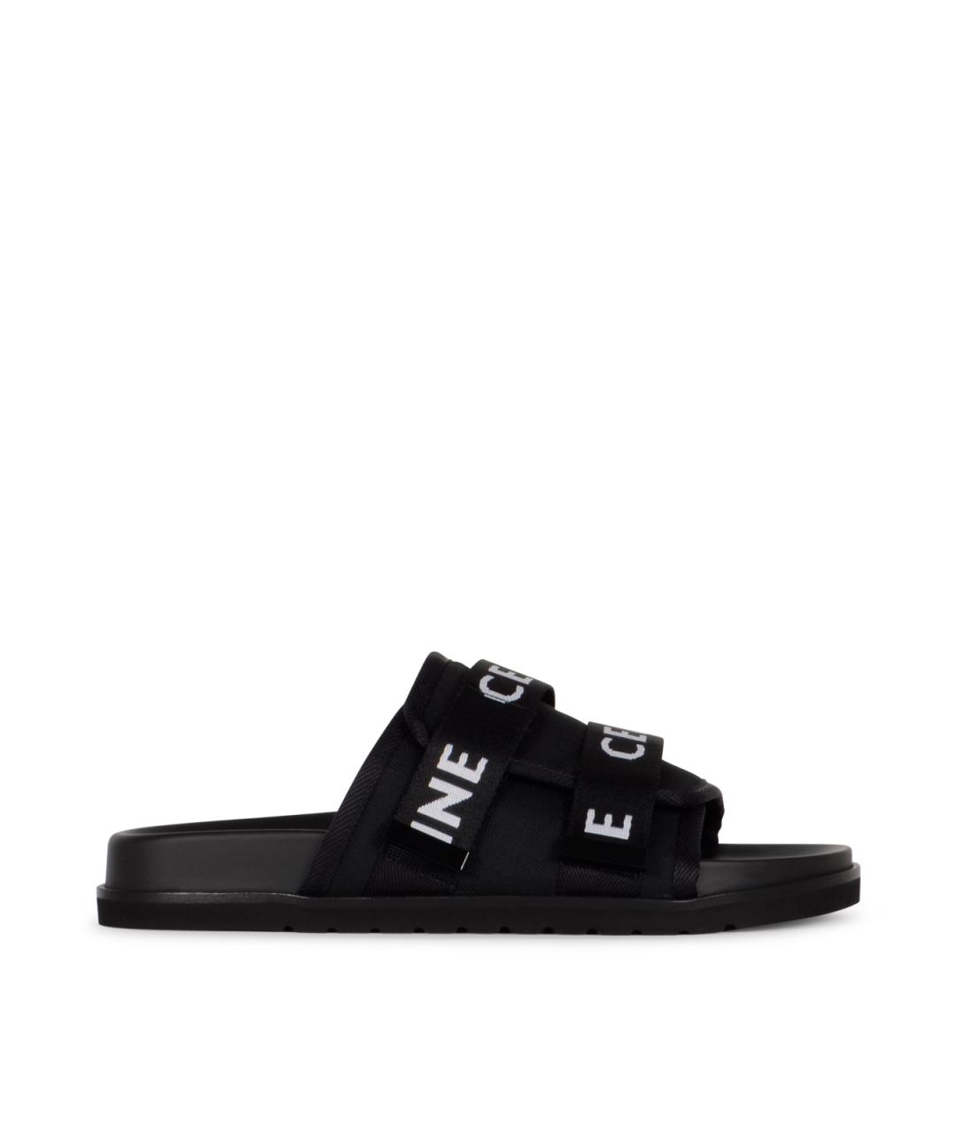CELINE Черные текстильные шлепанцы, фото 1