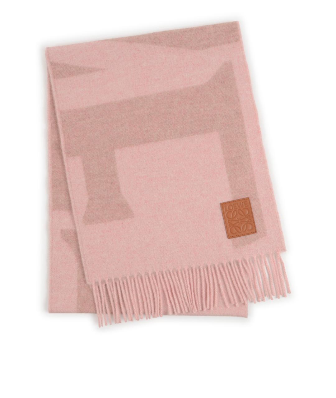 LOEWE Розовый шерстяной шарф, фото 5