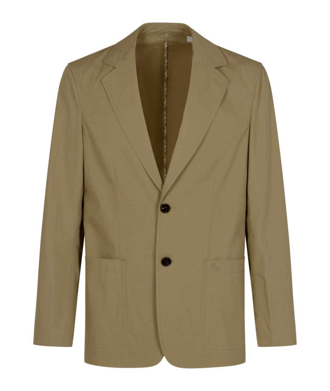 BURBERRY Хаки хлопковый пиджак, фото 1