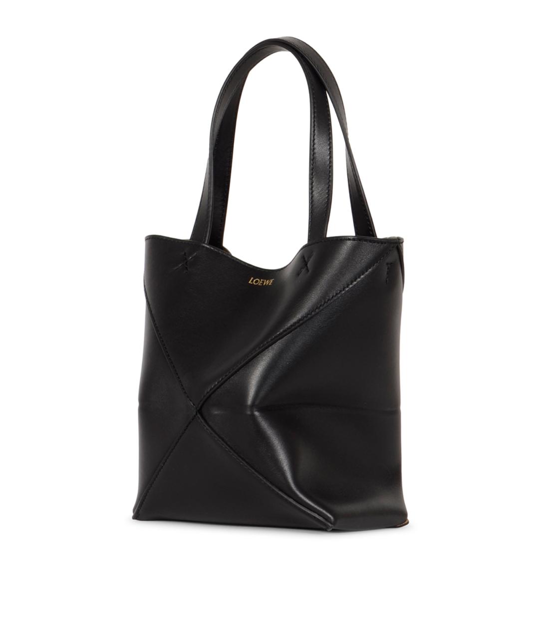 LOEWE Черная кожаная сумка тоут, фото 2