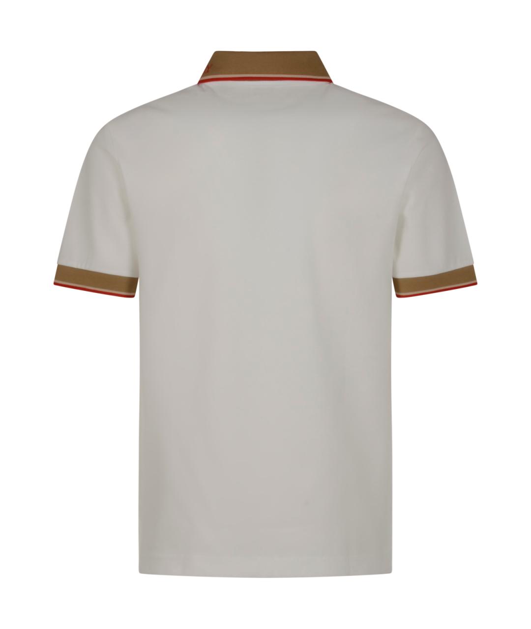 BURBERRY Белое хлопковое поло с коротким рукавом, фото 2
