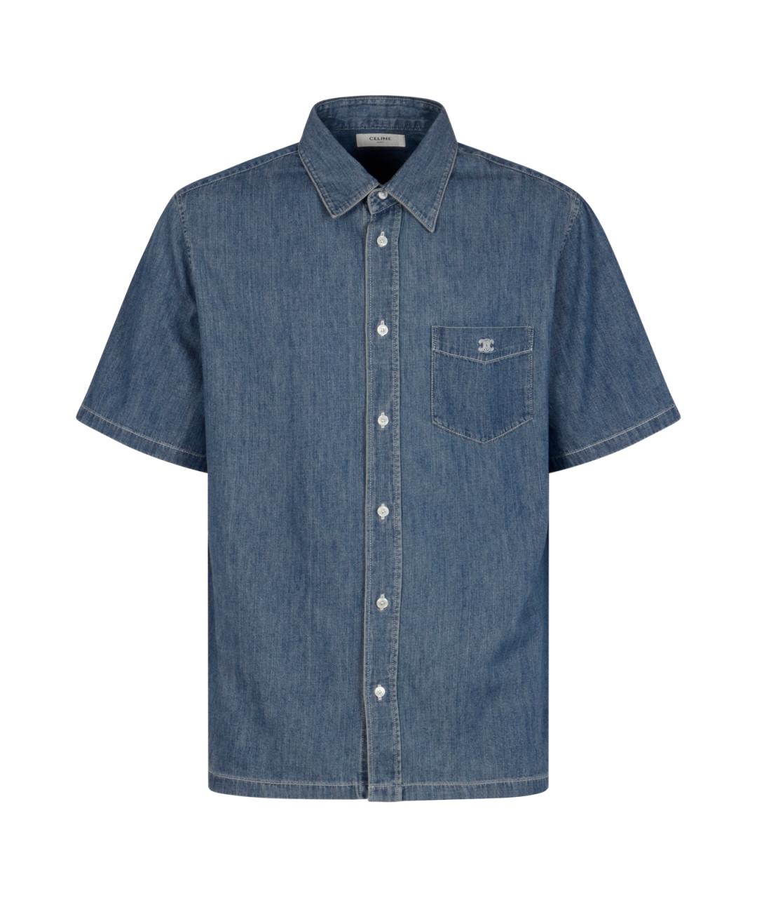 CELINE Синяя хлопковая кэжуал рубашка, фото 1