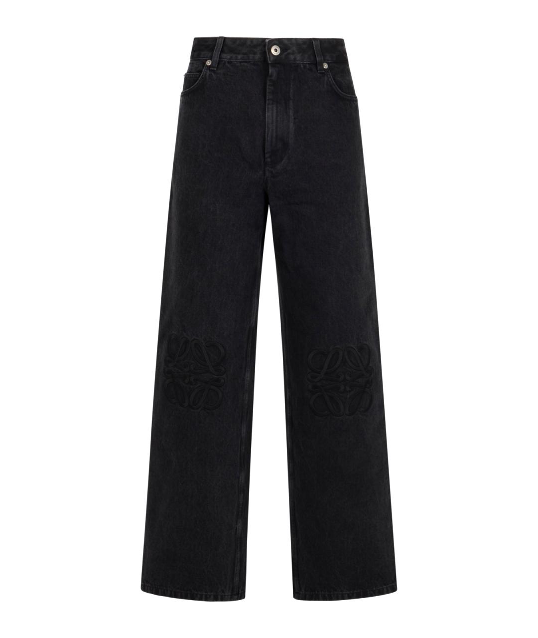 LOEWE Черные хлопко-полиэстеровые прямые джинсы, фото 1