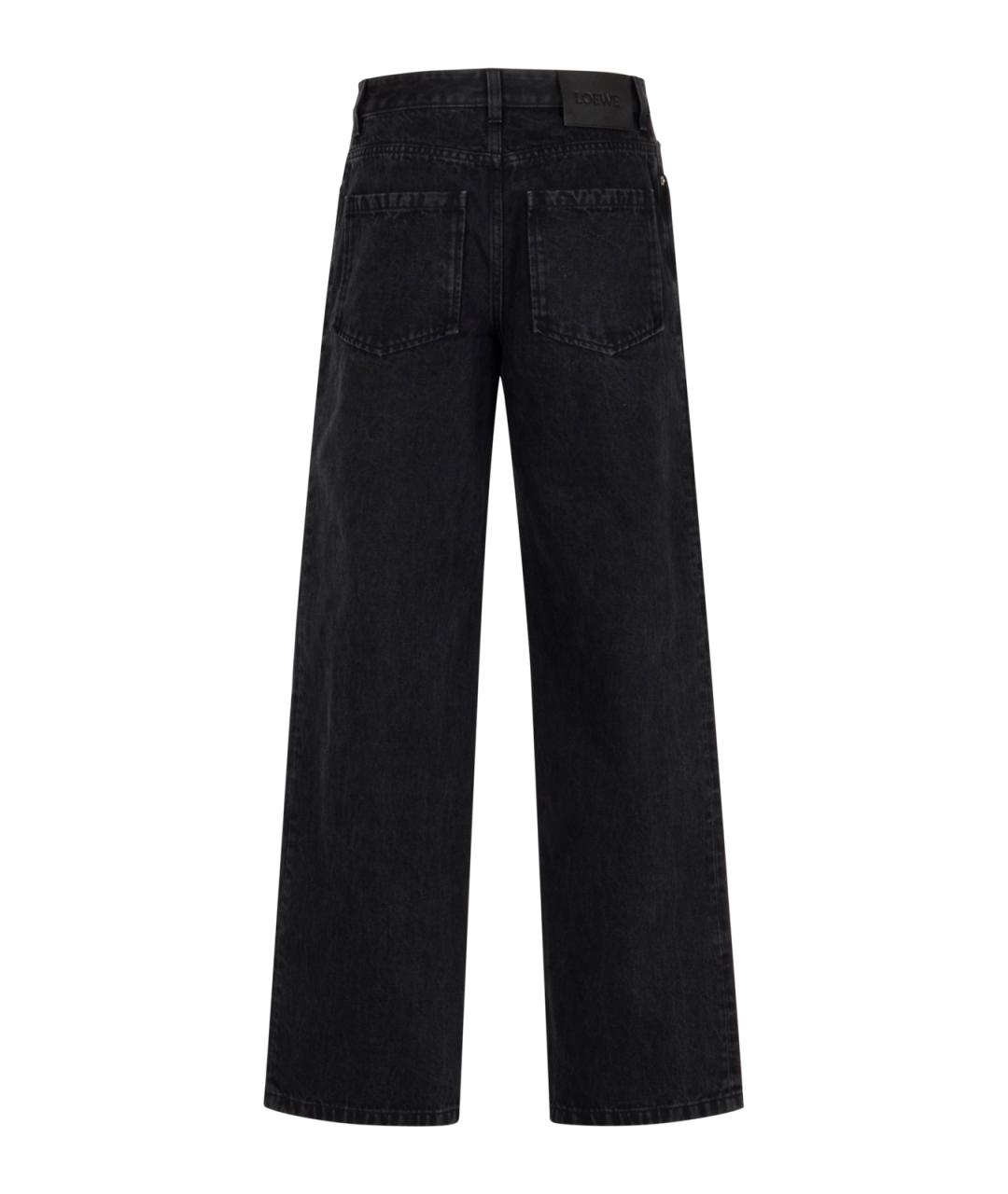 LOEWE Черные хлопко-полиэстеровые прямые джинсы, фото 2