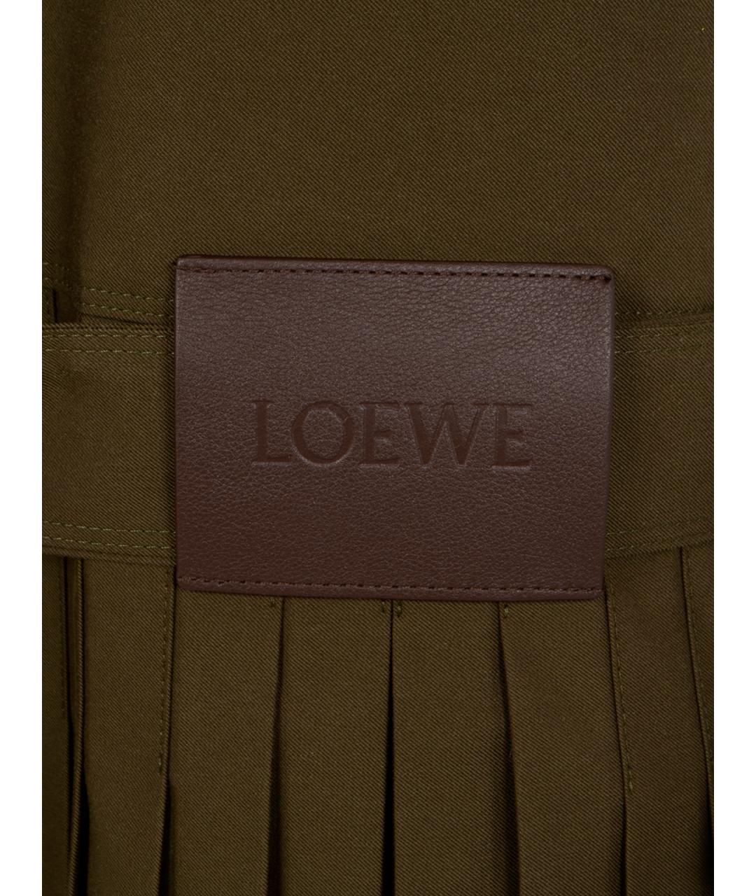 LOEWE Хаки хлопковое повседневное платье, фото 3