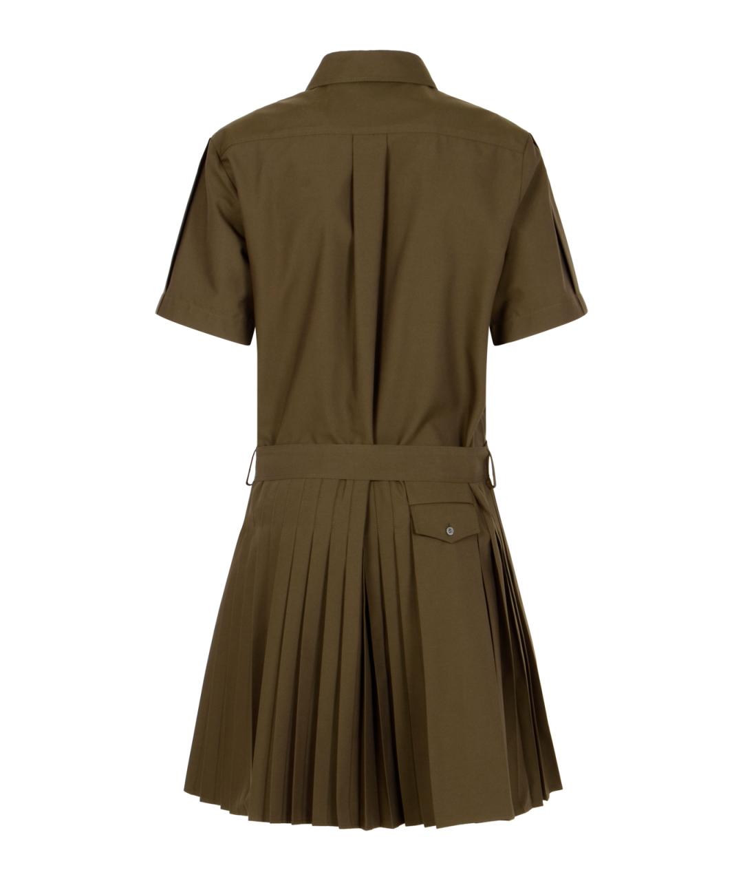 LOEWE Хаки хлопковое повседневное платье, фото 2