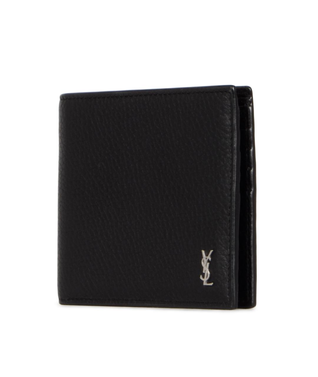 SAINT LAURENT Черный кожаный кошелек, фото 2