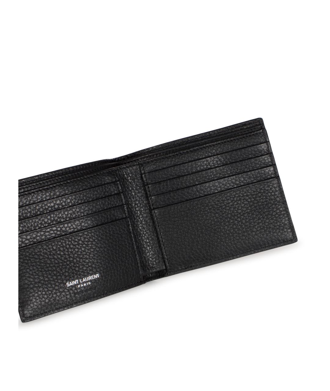 SAINT LAURENT Черный кожаный кошелек, фото 4