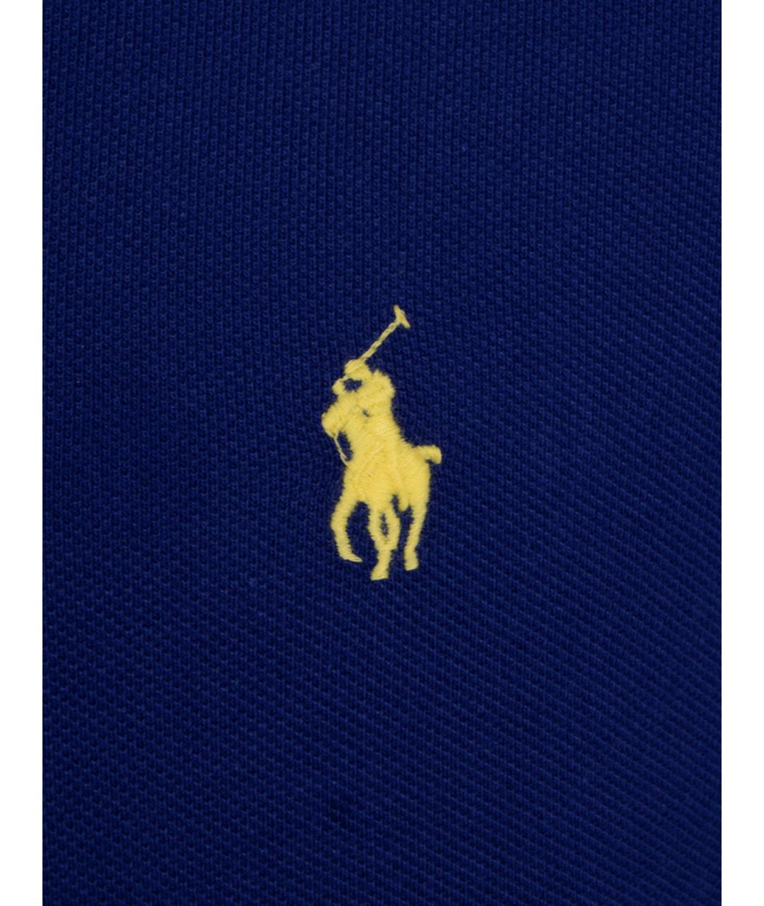 POLO RALPH LAUREN Синее хлопковое поло с коротким рукавом, фото 3