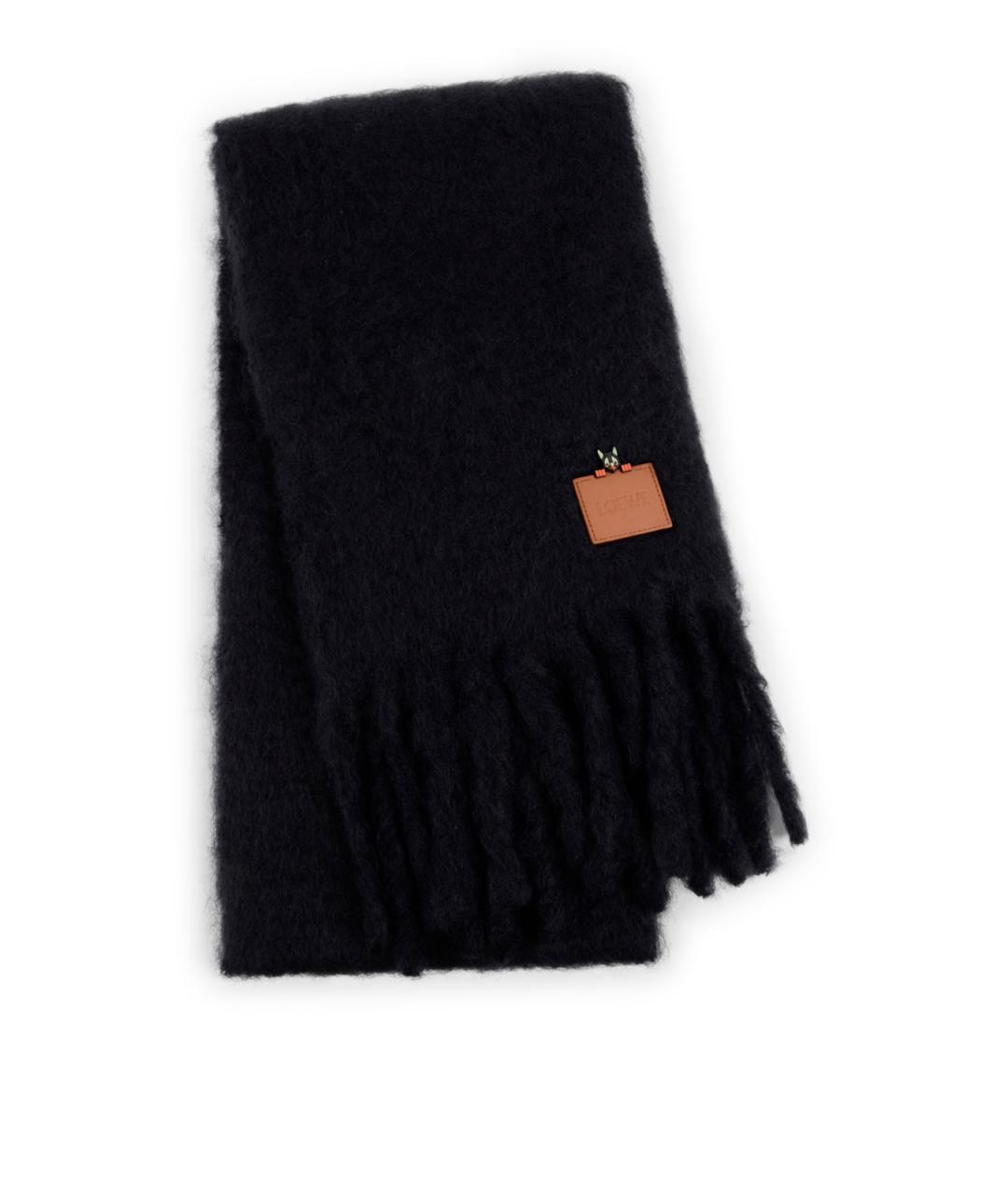 LOEWE Черный шерстяной шарф, фото 1