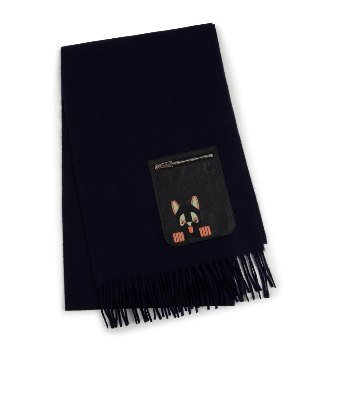 LOEWE Темно-синий кашемировый шарф, фото 2