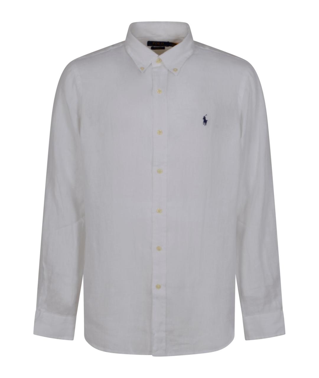 POLO RALPH LAUREN Белая льняная классическая рубашка, фото 1