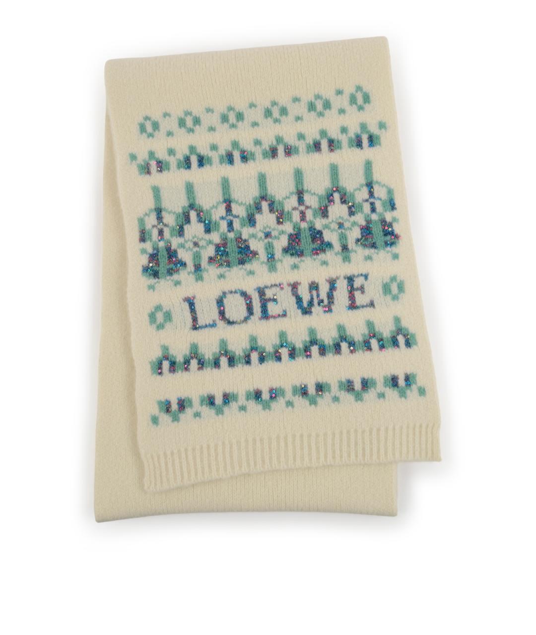 LOEWE Белый шерстяной шарф, фото 2
