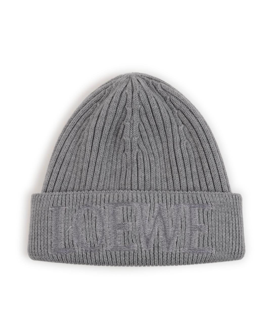 LOEWE Серая шерстяная шапка, фото 1