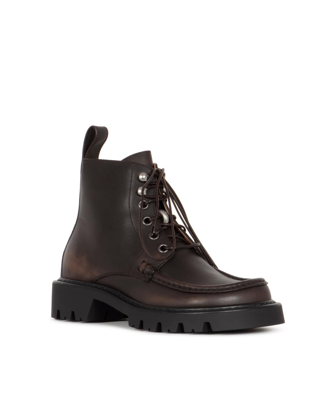LOEWE Коричневые кожаные ботинки, фото 2
