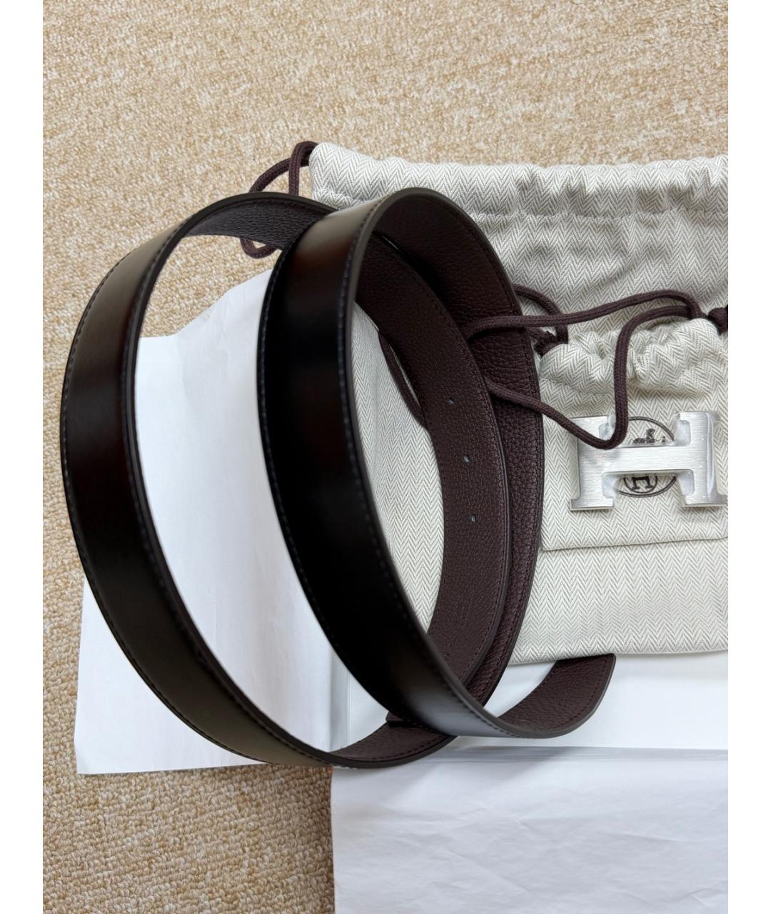 HERMES Черный кожаный ремень, фото 2