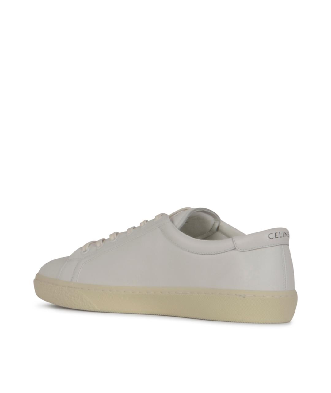 CELINE Белые кожаные низкие кроссовки / кеды, фото 3