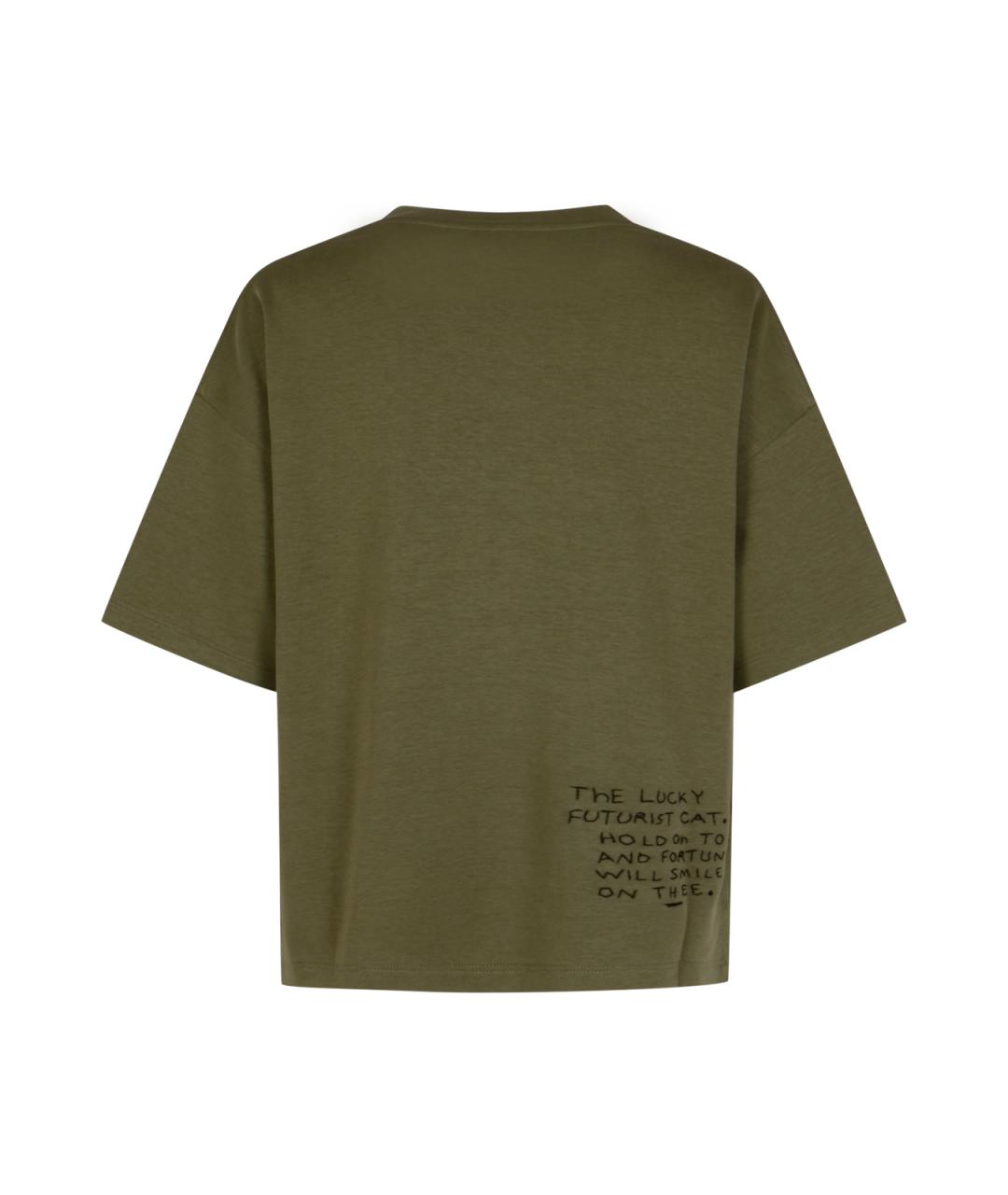 LOEWE Хаки хлопковая футболка, фото 2