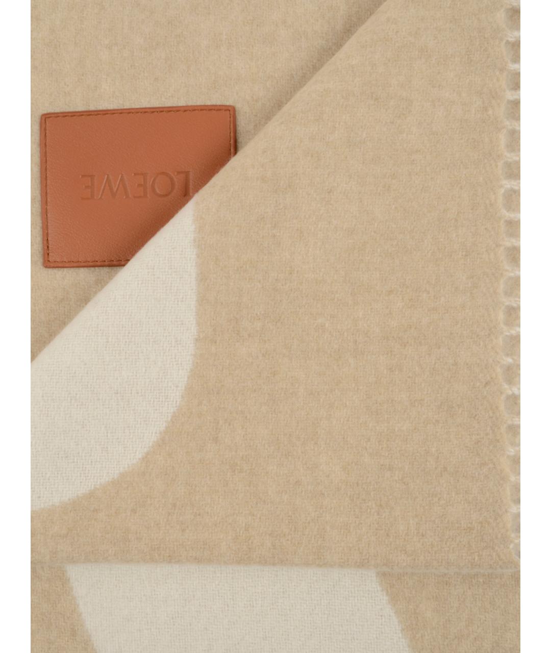 LOEWE Бежевый шерстяной шарф, фото 4