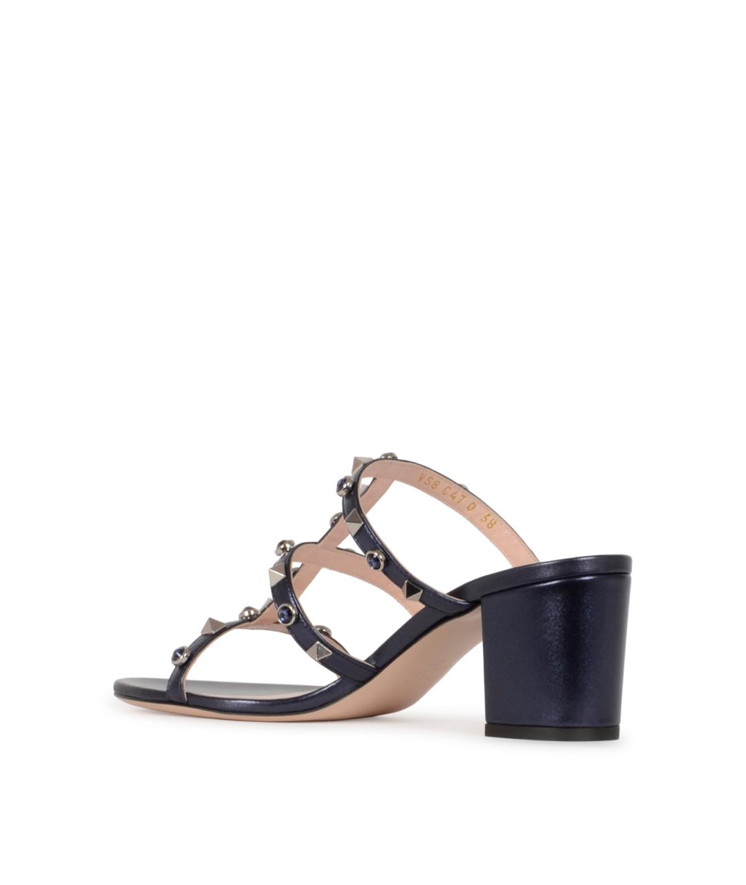 VALENTINO Темно-синие кожаные мюли, фото 3