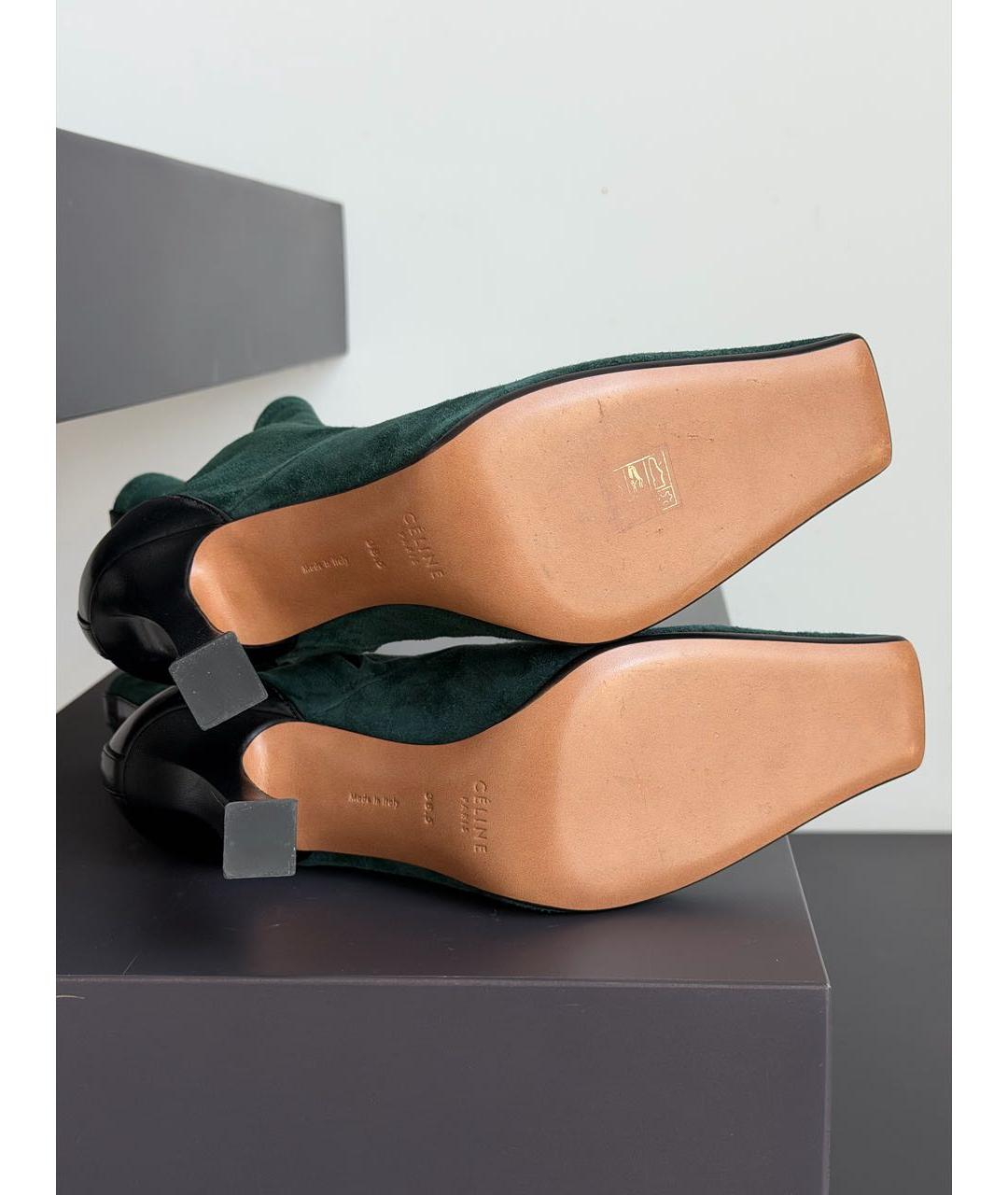 CELINE Зеленые замшевые ботильоны, фото 4