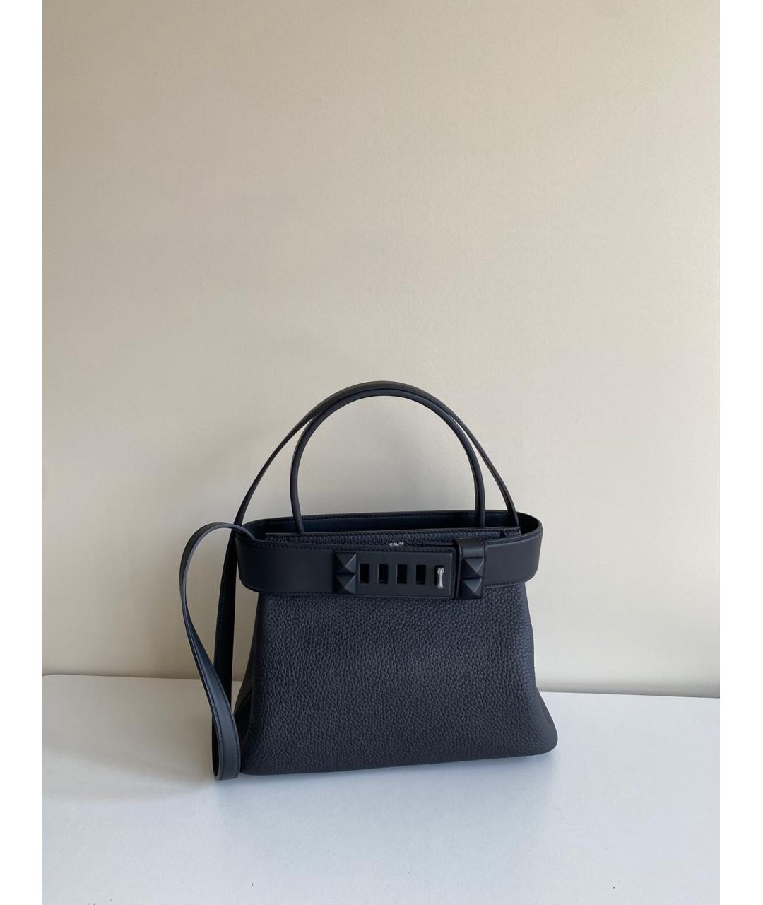 HERMES Черная кожаная сумка с короткими ручками, фото 8