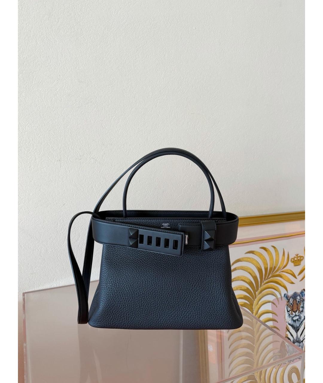 HERMES Черная кожаная сумка с короткими ручками, фото 6