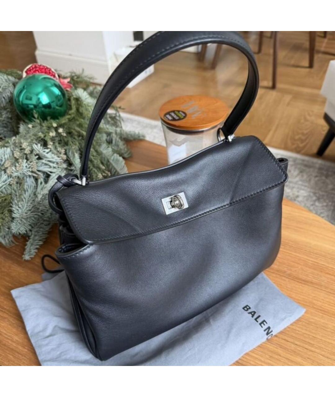 BALENCIAGA Черная кожаная сумка с короткими ручками, фото 5