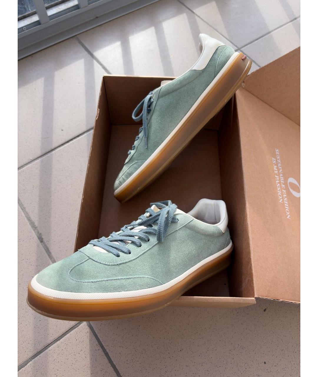 LORO PIANA Голубые замшевые низкие кроссовки / кеды, фото 8