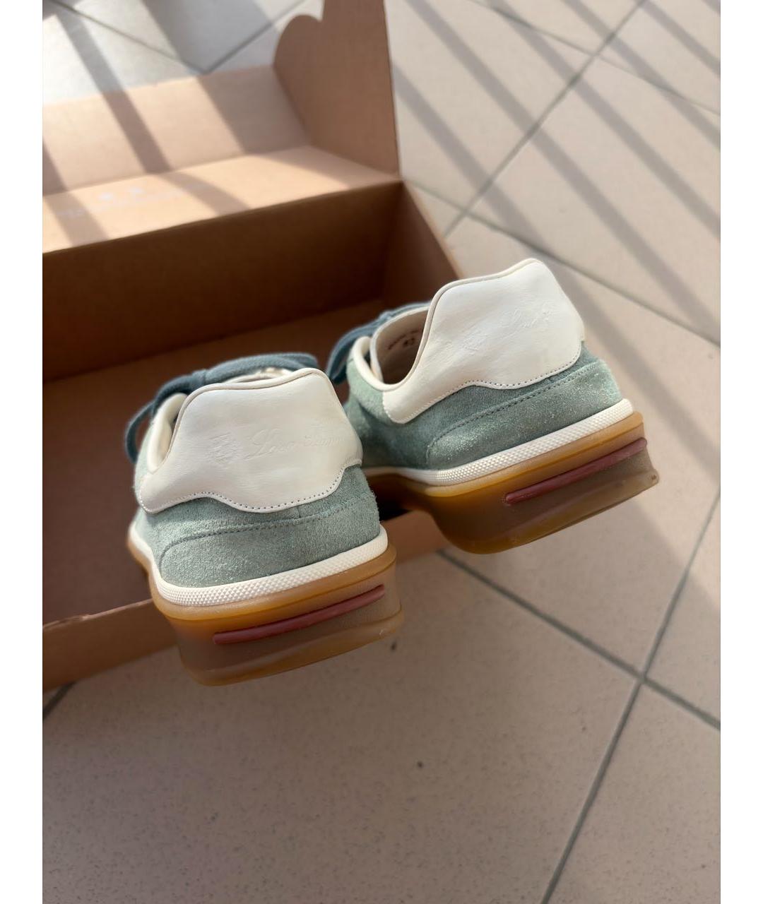 LORO PIANA Голубые замшевые низкие кроссовки / кеды, фото 4