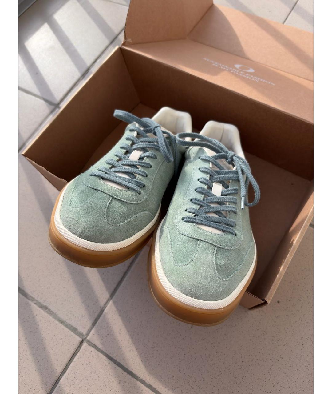 LORO PIANA Голубые замшевые низкие кроссовки / кеды, фото 6