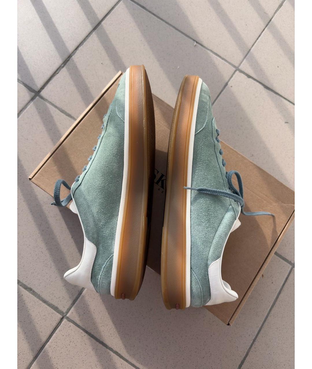 LORO PIANA Голубые замшевые низкие кроссовки / кеды, фото 7