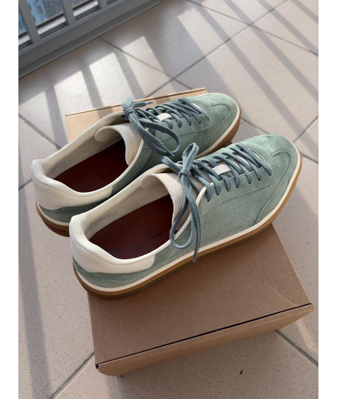 LORO PIANA Голубые замшевые низкие кроссовки / кеды, фото 3