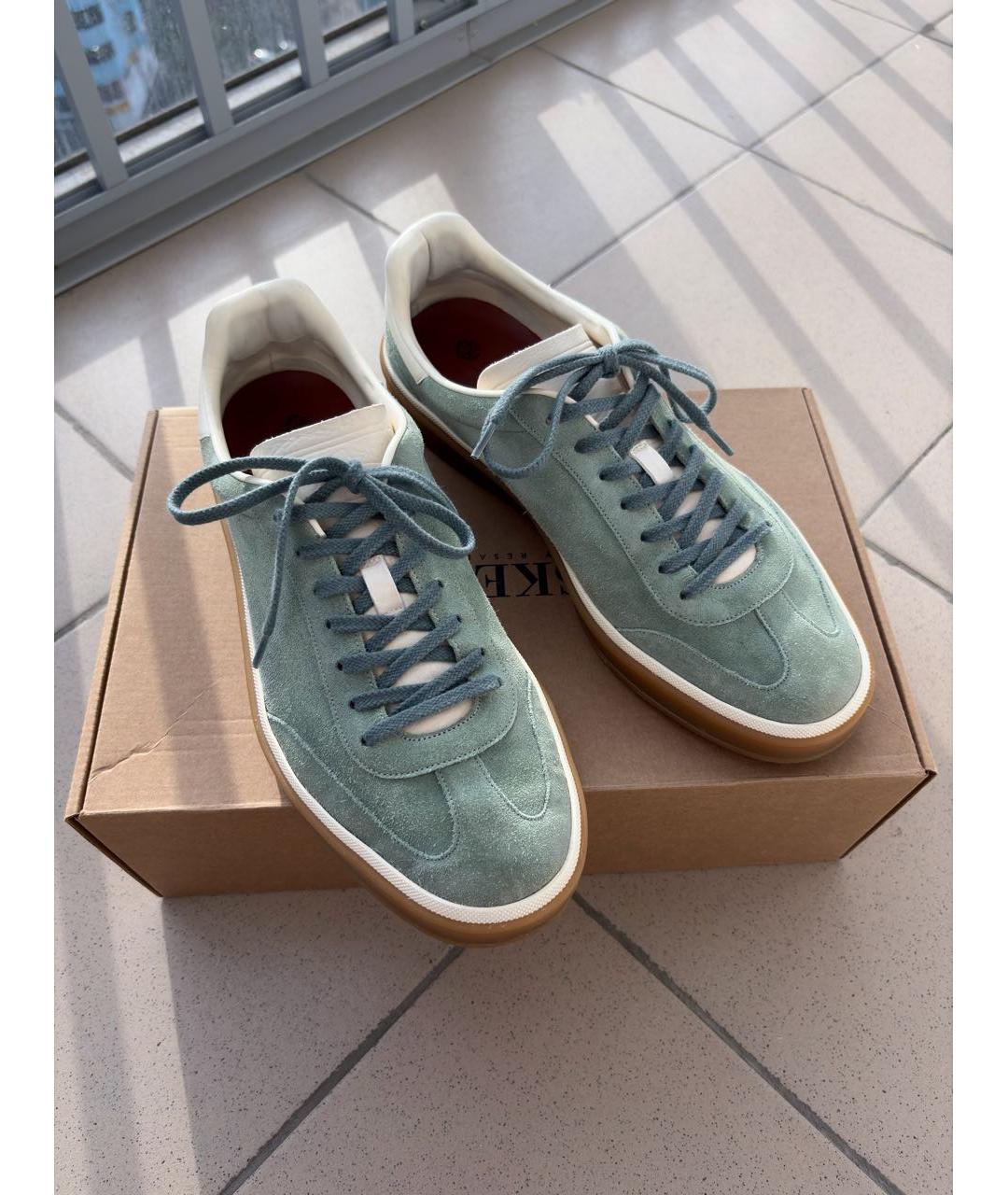 LORO PIANA Голубые замшевые низкие кроссовки / кеды, фото 5