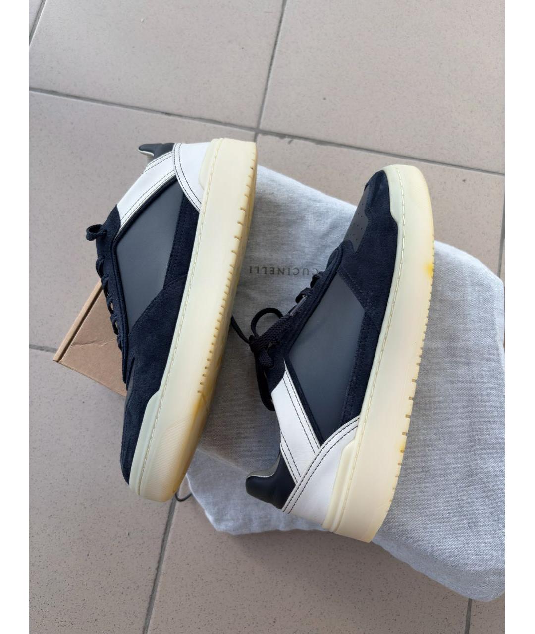 BRUNELLO CUCINELLI Темно-синие замшевые низкие кроссовки / кеды, фото 7