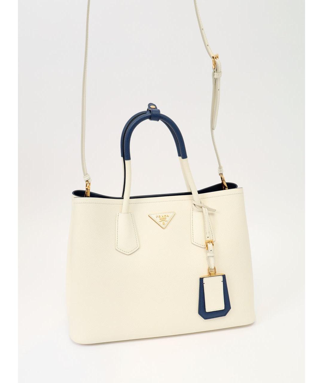 PRADA Белая кожаная сумка тоут, фото 4