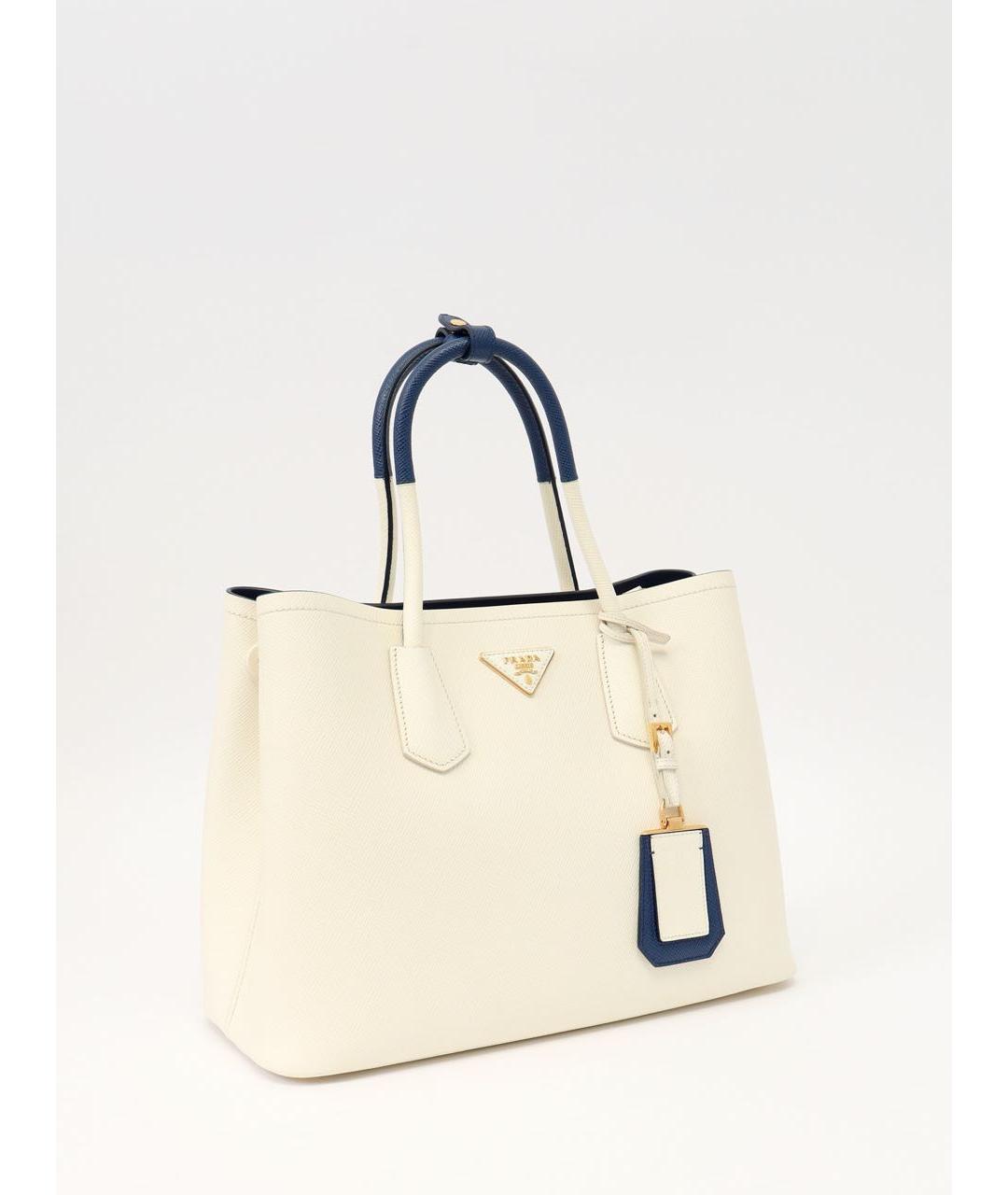 PRADA Белая кожаная сумка тоут, фото 2