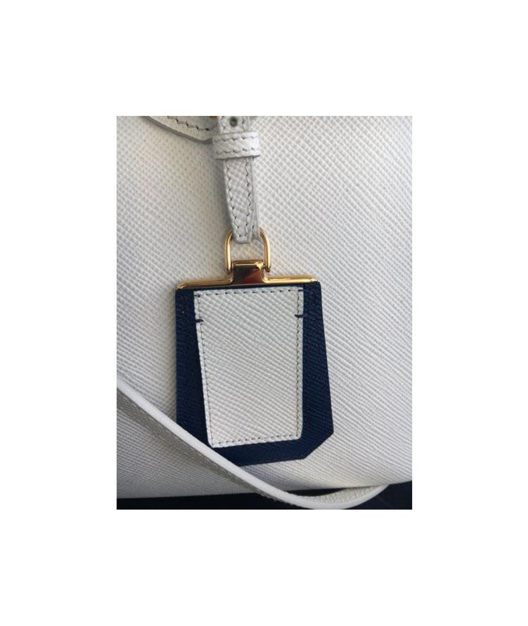 PRADA Белая кожаная сумка тоут, фото 7