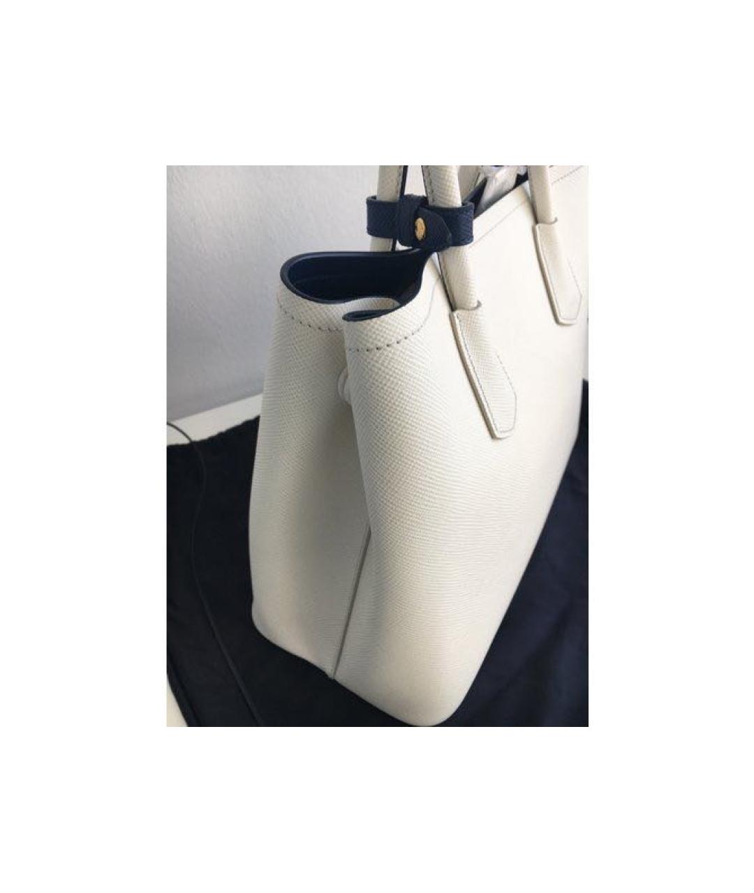 PRADA Белая кожаная сумка тоут, фото 6