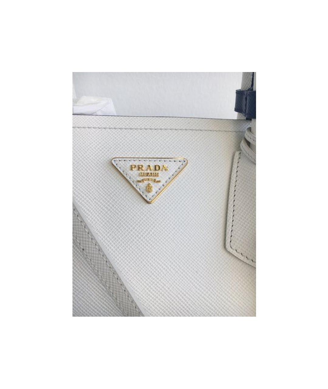PRADA Белая кожаная сумка тоут, фото 5
