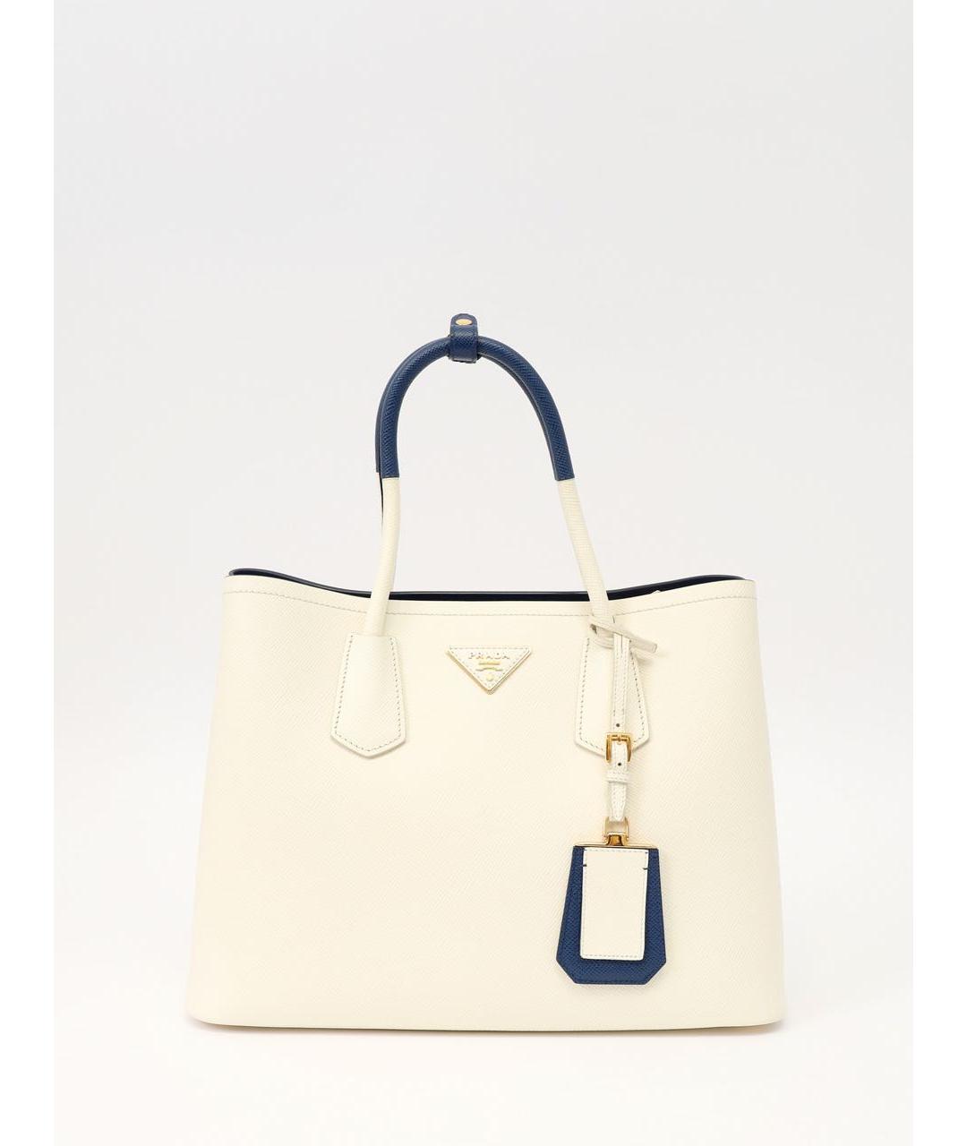 PRADA Белая кожаная сумка тоут, фото 8