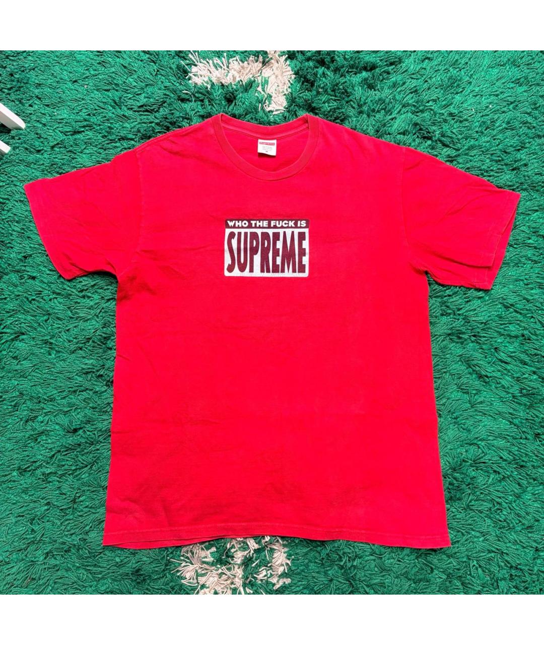 SUPREME Красная хлопковая футболка, фото 5