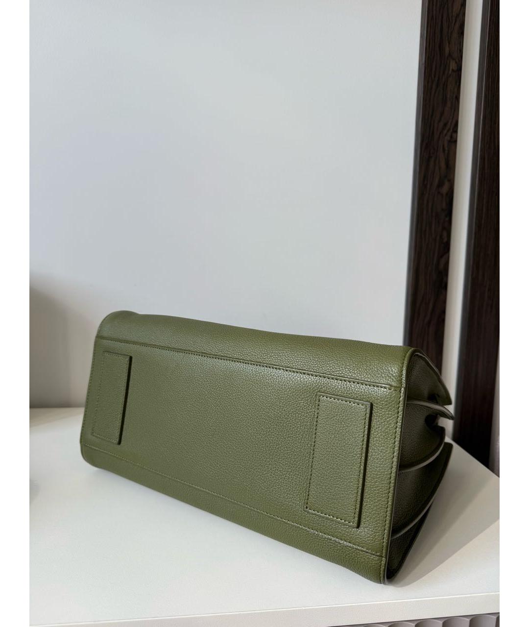 SAINT LAURENT Хаки кожаная сумка тоут, фото 5