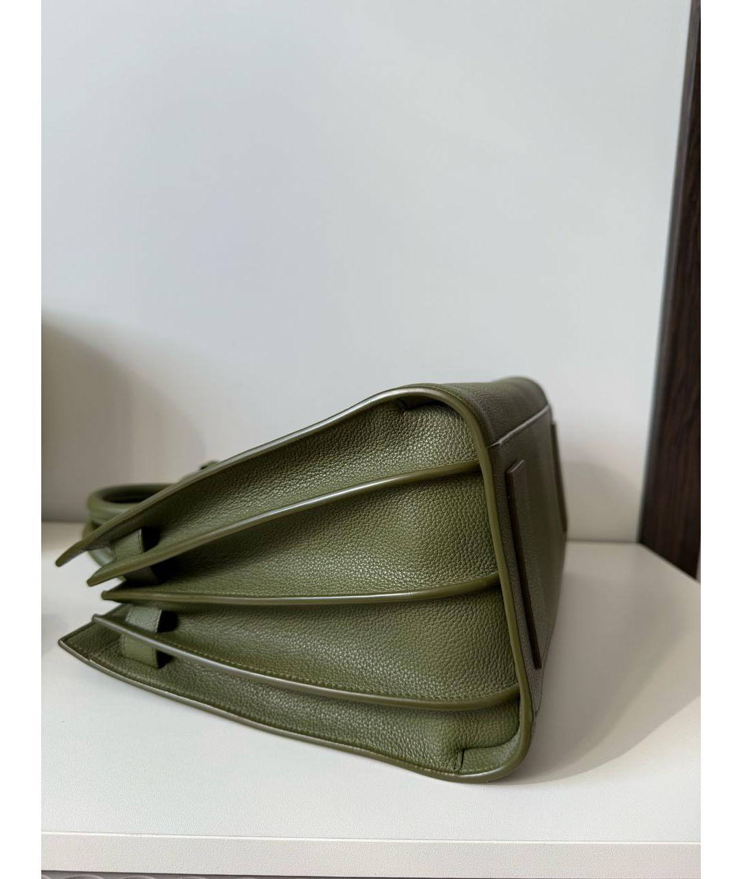 SAINT LAURENT Хаки кожаная сумка тоут, фото 7